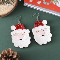 Wholesale Jewelry Vintage Style Santa Claus Pu Leather Drop Earrings main image 4