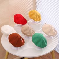 Children Unisex Cute Sweet Solid Color Knitted Beret Hat main image 11