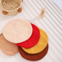 Children Unisex Cute Sweet Solid Color Knitted Beret Hat main image 7