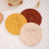 Children Unisex Cute Sweet Solid Color Knitted Beret Hat main image 8