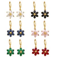 1 Pair Simple Style Flower Daisy Plating Inlay Copper Zircon 18k Gold Plated Drop Earrings main image 1