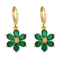 1 Pair Simple Style Flower Daisy Plating Inlay Copper Zircon 18k Gold Plated Drop Earrings main image 7