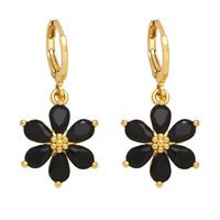 1 Pair Simple Style Flower Daisy Plating Inlay Copper Zircon 18k Gold Plated Drop Earrings main image 4