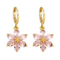 1 Pair Simple Style Flower Daisy Plating Inlay Copper Zircon 18k Gold Plated Drop Earrings main image 3