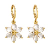 1 Pair Simple Style Flower Daisy Plating Inlay Copper Zircon 18k Gold Plated Drop Earrings main image 6