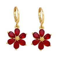 1 Pair Simple Style Flower Daisy Plating Inlay Copper Zircon 18k Gold Plated Drop Earrings main image 2