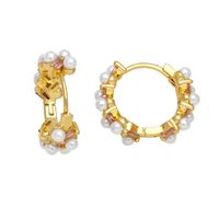 1 Pair Simple Style Irregular Circle Plating Inlay Copper Beads Zircon 18k Gold Plated Earrings main image 8
