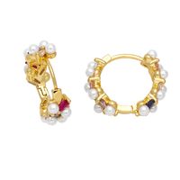 1 Pair Simple Style Irregular Circle Plating Inlay Copper Beads Zircon 18k Gold Plated Earrings main image 7