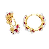 1 Pair Simple Style Irregular Circle Plating Inlay Copper Beads Zircon 18k Gold Plated Earrings main image 4