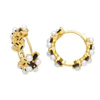 1 Pair Simple Style Irregular Circle Plating Inlay Copper Beads Zircon 18k Gold Plated Earrings main image 6