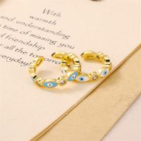 Casual Vintage Style Cool Style Eye Stainless Steel Enamel Plating Inlay Rhinestones 18k Gold Plated Open Rings main image 8