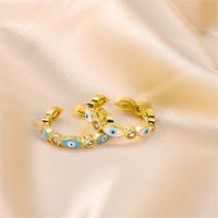 Casual Vintage Style Cool Style Eye Stainless Steel Enamel Plating Inlay Rhinestones 18k Gold Plated Open Rings main image 6