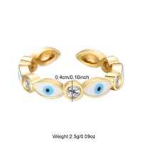 Casual Vintage Style Cool Style Eye Stainless Steel Enamel Plating Inlay Rhinestones 18k Gold Plated Open Rings main image 4