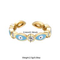 Casual Vintage Style Cool Style Eye Stainless Steel Enamel Plating Inlay Rhinestones 18k Gold Plated Open Rings main image 2
