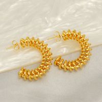 1 Pair Retro C Shape Plating 304 Stainless Steel 18K Gold Plated Ear Studs main image 1
