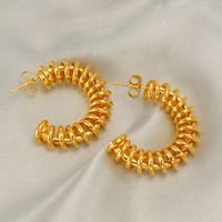 1 Pair Retro C Shape Plating 304 Stainless Steel 18K Gold Plated Ear Studs main image 4