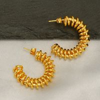 1 Pair Retro C Shape Plating 304 Stainless Steel 18K Gold Plated Ear Studs main image 2