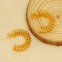 1 Pair Retro C Shape Plating 304 Stainless Steel 18K Gold Plated Ear Studs main image 3
