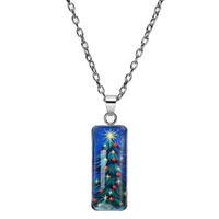 304 Stainless Steel Cartoon Style Inlay Christmas Tree Santa Claus Glass Pendant Necklace main image 4