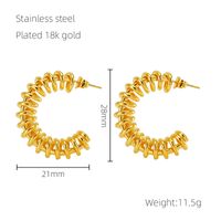 1 Pair Retro C Shape Plating 304 Stainless Steel 18K Gold Plated Ear Studs sku image 1