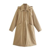 Women's Casual Solid Color Pocket Single Breasted Coat Trench Coat sku image 1