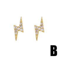 1 Pair Simple Style Flower Bee Lightning Plating Inlay Copper Zircon 18k Gold Plated Ear Studs main image 7