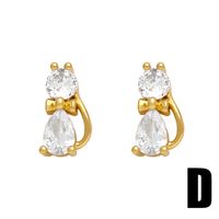 1 Pair Simple Style Flower Bee Lightning Plating Inlay Copper Zircon 18k Gold Plated Ear Studs main image 3
