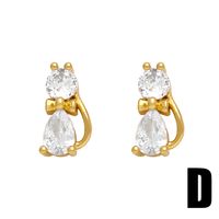 1 Paire Style Simple Fleur Abeille Foudre Placage Incruster Le Cuivre Zircon Plaqué Or 18k Boucles D'oreilles main image 3