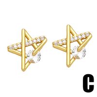 1 Paire Style Simple Fleur Abeille Foudre Placage Incruster Le Cuivre Zircon Plaqué Or 18k Boucles D'oreilles main image 6