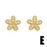 1 Pair Simple Style Flower Bee Lightning Plating Inlay Copper Zircon 18k Gold Plated Ear Studs main image 2