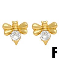 1 Pair Simple Style Flower Bee Lightning Plating Inlay Copper Zircon 18k Gold Plated Ear Studs main image 5