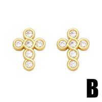 1 Pair Cute Sweet Heart Shape Pineapple Butterfly Plating Inlay Copper Zircon 18k Gold Plated Ear Studs main image 7