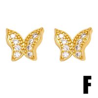 1 Pair Cute Sweet Heart Shape Pineapple Butterfly Plating Inlay Copper Zircon 18k Gold Plated Ear Studs main image 4