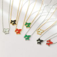 Simple Style Star Stainless Steel Plating Inlay Acrylic Shell Gold Plated Pendant Necklace main image 1
