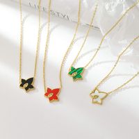 Simple Style Star Stainless Steel Plating Inlay Acrylic Shell Gold Plated Pendant Necklace main image 4