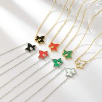 Simple Style Star Stainless Steel Plating Inlay Acrylic Shell Gold Plated Pendant Necklace main image 6