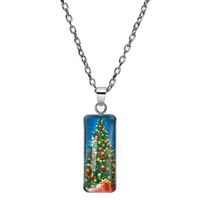 304 Stainless Steel Cartoon Style Inlay Christmas Tree Santa Claus Glass Pendant Necklace sku image 2