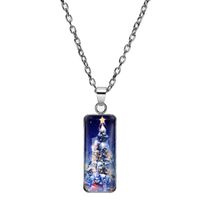 304 Stainless Steel Cartoon Style Inlay Christmas Tree Santa Claus Glass Pendant Necklace sku image 6