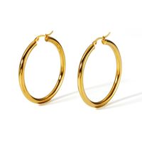 1 Pair Casual Modern Style Circle Plating 304 Stainless Steel 18K Gold Plated Hoop Earrings main image 2