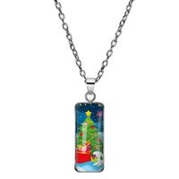 304 Stainless Steel Cartoon Style Inlay Christmas Tree Santa Claus Glass Pendant Necklace sku image 9