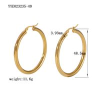 1 Pair Casual Modern Style Circle Plating 304 Stainless Steel 18K Gold Plated Hoop Earrings sku image 1