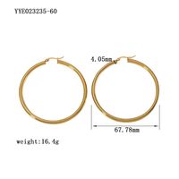 1 Pair Casual Modern Style Circle Plating 304 Stainless Steel 18K Gold Plated Hoop Earrings sku image 2