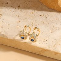 1 Pair Elegant Devil's Eye Plating Inlay Copper Zircon 14k Gold Plated Earrings sku image 2