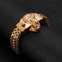 Hip-Hop Rock Skull Stainless Steel Plating 18K Gold Plated Men'S Bracelets main image 4