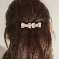 Glam Lady Shiny Bow Knot Alloy Inlay Artificial Rhinestones Hair Clip main image 6