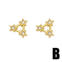 1 Paire Style Simple Star Forme De Cœur Ananas Placage Incruster Le Cuivre Zircon Plaqué Or 18k Boucles D'oreilles main image 7