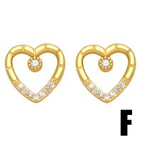 1 Pair Simple Style Star Heart Shape Pineapple Plating Inlay Copper Zircon 18k Gold Plated Ear Studs main image 3