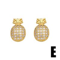 1 Pair Simple Style Star Heart Shape Pineapple Plating Inlay Copper Zircon 18k Gold Plated Ear Studs main image 4