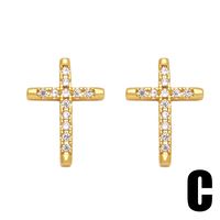 1 Paire Style Simple Traverser Placage Incruster Le Cuivre Zircon Plaqué Or 18k Boucles D'oreilles sku image 3