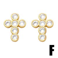 1 Pair Simple Style Cross Plating Inlay Copper Zircon 18k Gold Plated Ear Studs main image 2